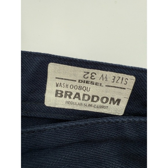 Diesel Mens Dark Blue Braddom Regular Slim Carrot Jeans Size 32 Classic Italy - Picture 9 of 15